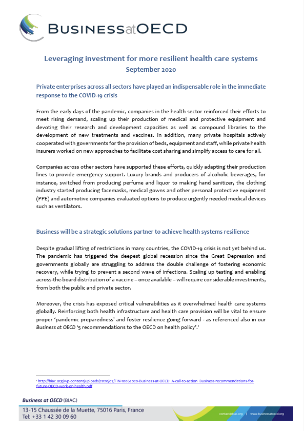 leveraging instruments for more resilient health care systems